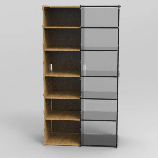 1 door exstention cabinet L Storage tall showing birch shelfs cnc cut ply