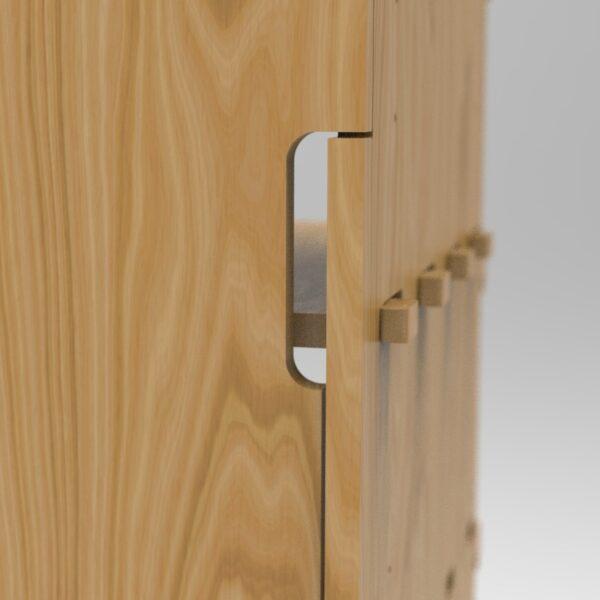 L Storage cupboard tall cncn cut handle in birch ply