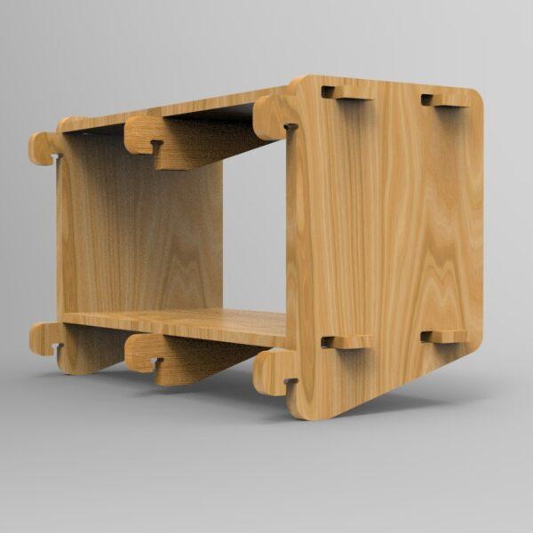250 2x2 plywood storage office shelf back side angle view