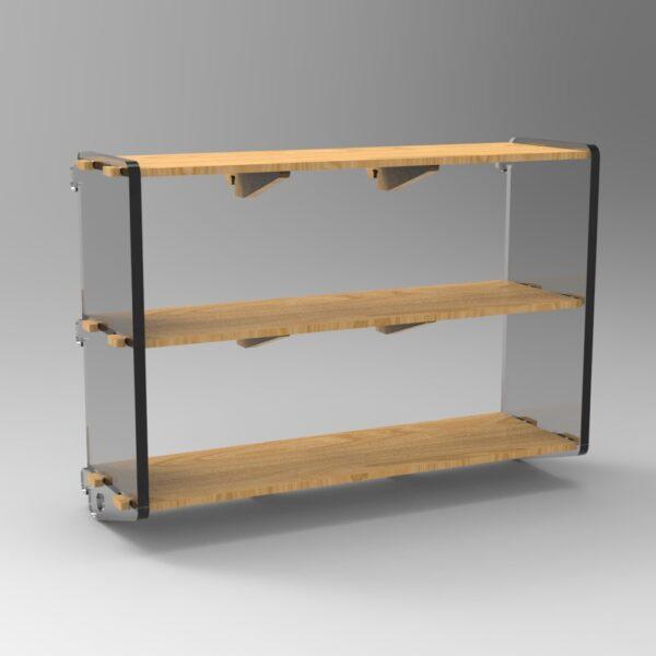 250 3x3 plywood storage office shelf clear ends front angle view