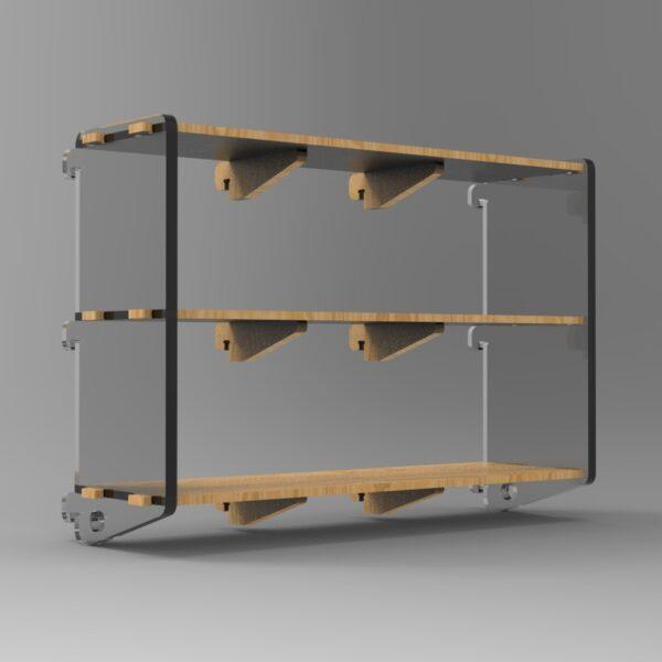250 3x3 plywood storage office shelf clear ends front side view