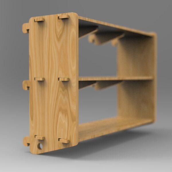 250 3x3 plywood storage office shelf side angle view