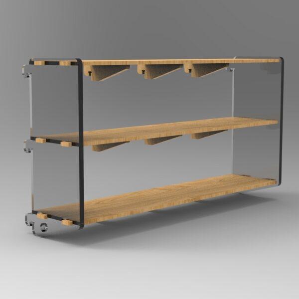 250 3x4 plywood storage office shelf clear ends angle view