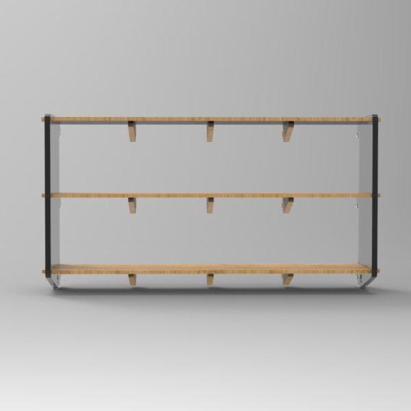 250 3x4 plywood storage office shelf clear ends front view