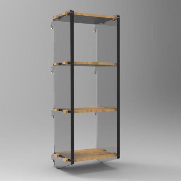 250 4x1 plywood storage office shelf clear ends side front view