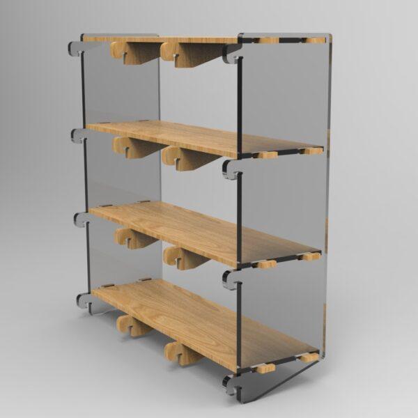 250 4x3 plywood storage office shelf clear ends side back view