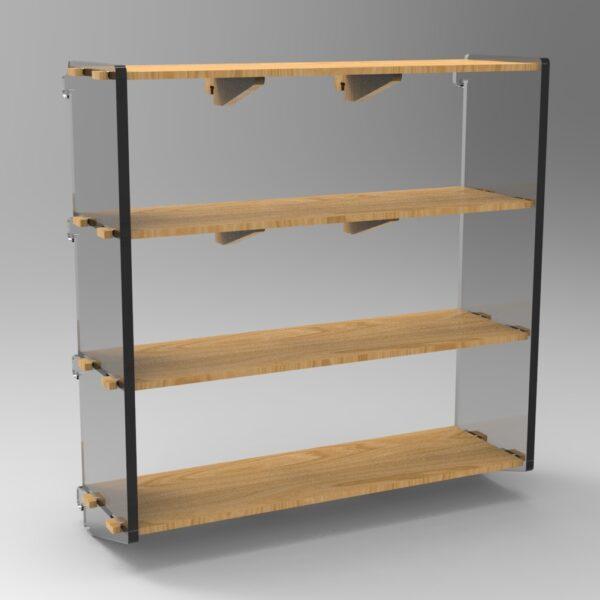 250 4x3 plywood storage office shelf clear ends side front view