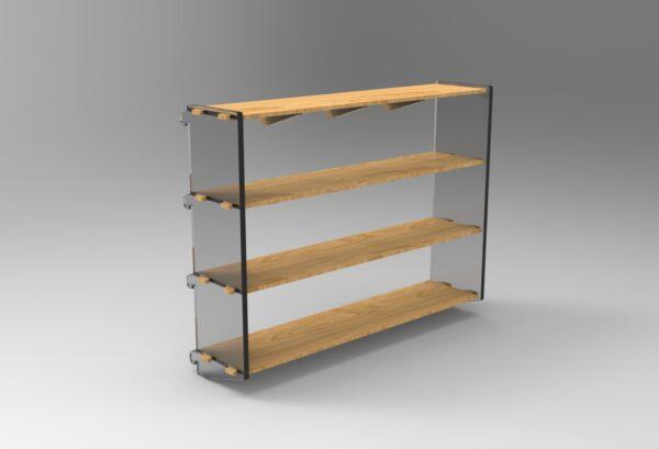 250 4x4 plywood storage office shelf clear ends angle front view