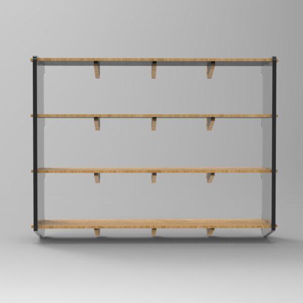 250 4x4 plywood storage office shelf clear ends front view